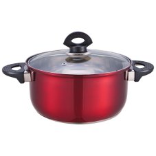 Кастрюля из нерж стали с крышкой (стекло) ROSSO-16, ручки - бакелит, капс дно, 1,9 литра